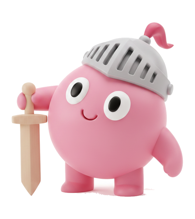 The SEO Conquest mascot leaning on its toy sword